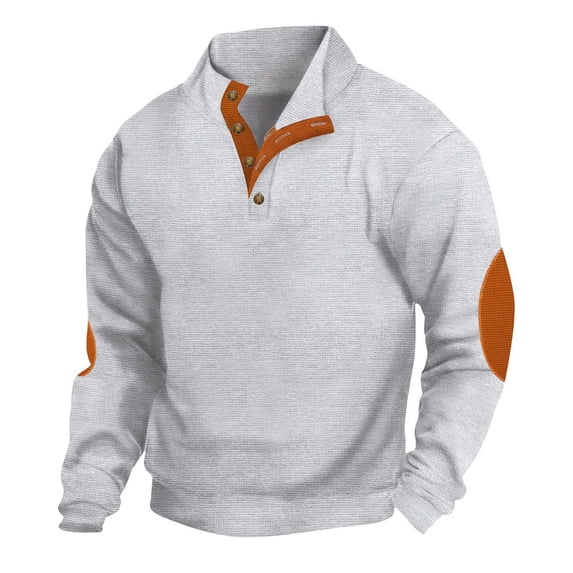 GigrtiJin Men's Breathable Casual Sweatshirt Solid Color Stand Collar Button Long Sleeve Blouse Athletic Sweatproof Tops