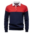 thumbnail image 1 of GigrtiJin Men's Business Casual Tops Color Block Lapel Quarter Button Long Sleeve Shirt Office Work Blouse, 1 of 7
