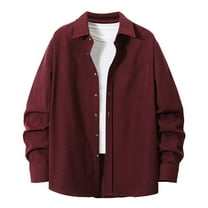 GigrtiJin Men's Casual Button down Shirts Long Sleeves Solid Color Untucked Shirts Regular Loose Linen Shirt Tops