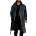 thumbnail image 1 of GigrtiJin Men's Casual Solid Double-Breasted Overcoat Windbreaker Warm Stand Collar Below Knee Coats with Pockets, 1 of 4