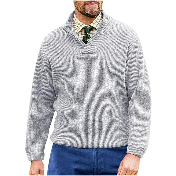 GigrtiJin Men's Fashion Shawl Collar Pullover Casual Long Sleeve Knitted Dress Sweater Winter Work Comfy Tops