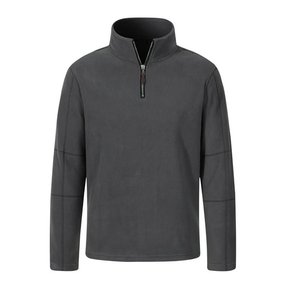 GigrtiJin Men's Fleece Half Zipper Top Casual Solid Color Long Sleeved Stand up Collar Comfy Trendy Pullover Tops