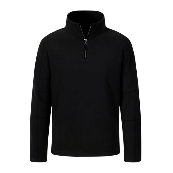 GigrtiJin Men's Fleece Half Zipper Top Casual Solid Color Long Sleeved Stand up Collar Comfy Trendy Pullover Tops