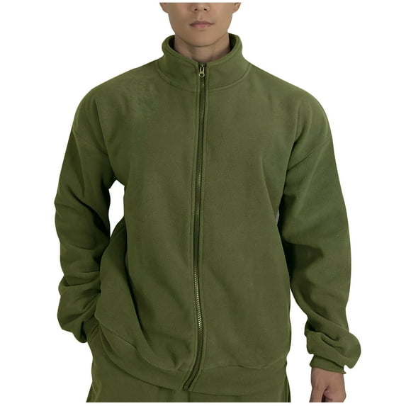 GigrtiJin Men's Full Zip Fleece Jacket Lightweight Soft Mock Neck Outdoor Hiking Jackets Long Sleeve Casual Warm Coat
