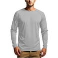 thumbnail image 1 of GigrtiJin Men's Lightweight Base Shirt Solid Color Crew Neck Long Sleeve Athletic Blouse Sweatproof Breathable T-Shirt, 1 of 7