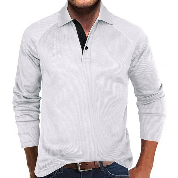 GigrtiJin Men's Long Sleeves Lapel Shirts Casual Button Loose Pullover Tops Solid Color Comfy Bottom Blouses