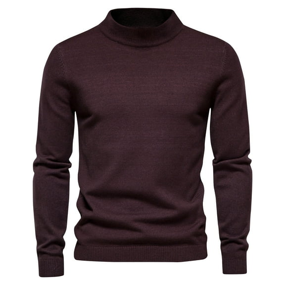 GigrtiJin Men's Mock Neck Sweaters Winter Solid Color Knitted Pullover Sweater Long Sleeved Basic Thermal Sweater