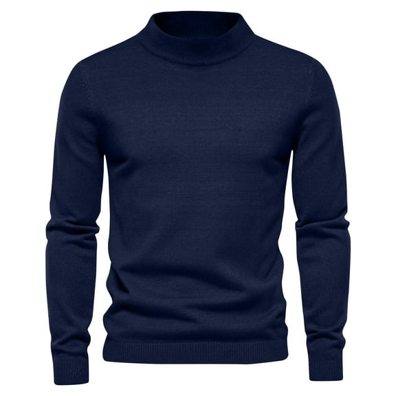 GigrtiJin Men's Mock Neck Sweaters Winter Solid Color Knitted Pullover Sweater Long Sleeved Basic Thermal Sweater