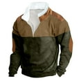 thumbnail image 1 of GigrtiJin Men's Oversized Fleece Hoodless Sweatshirt Patchwork Color Standing Collar Long Sleeve Blouse Winter Warm Activewear Tops, 1 of 3