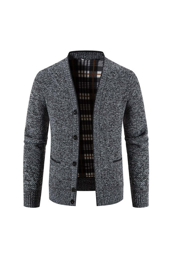Men's Oversized Knitted Cardigan Jacket Solid Color Button Down Long Sleeve Pullover Pocket Sweater Coat Fleece Thermal Tops