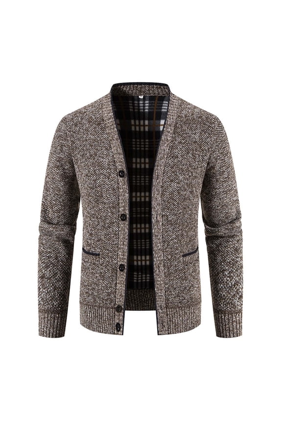 Men's Oversized Knitted Cardigan Jacket Solid Color Button Down Long Sleeve Pullover Pocket Sweater Coat Fleece Thermal Tops