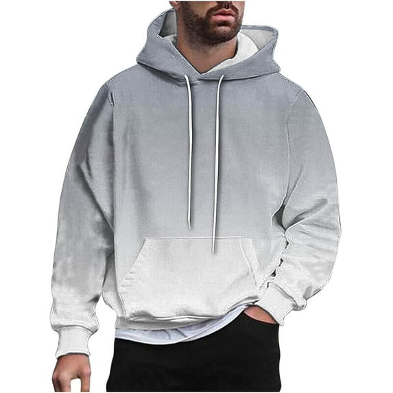 GigrtiJin Men's Oversized Pullover Hoodies Gradient Color Hooded Drawstring Long Sleeve Sweatshirt with Pocket Trendy Workout Tops