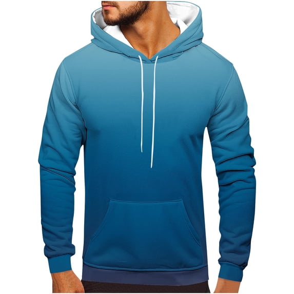 GigrtiJin Men's Oversized Sweatshirt with Hood Gradient Color Drawstring Pocket Hoodies Baggy Jogger Athletic Blouse