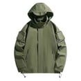 thumbnail image 1 of GigrtiJin Men's Oversized Waterproof Riancoat Solid Color Hooded Long Sleeve Zipper Multipocket Rain Jacket Outdoor Casual Outwear, 1 of 5