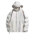 thumbnail image 1 of GigrtiJin Men's Oversized Waterproof Riancoat Solid Color Hooded Long Sleeve Zipper Multipocket Rain Jacket Outdoor Casual Outwear, 1 of 5