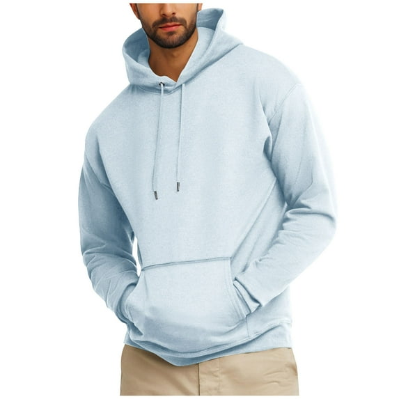 GigrtiJin Men's Padded Hooded Pullover Sweatshirt Winter Long Sleeve Solid Color Casual Loose Hoodie with Pockets