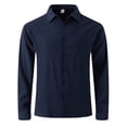 thumbnail image 1 of GigrtiJin Men's Plus Size Button down Shirt Long Sleeved Lapel Solid Color Shirts Casual Comfy Loose Cardigan Top, 1 of 8