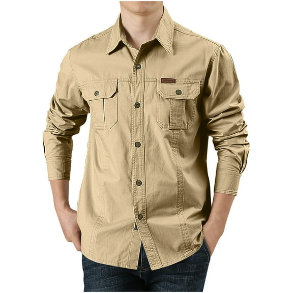 GigrtiJin Men's Plus Size Corduroy Shirt Long Sleeve Button down Collar Shirts Casual Solid Cardigan Blouse Tops