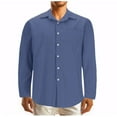 thumbnail image 1 of GigrtiJin Men's Plus Size Cotton Blouse Solid Color Lapel Long Sleeve Button Down Shirt With Pocket Basic Casual Breathable Tops, 1 of 1