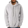 thumbnail image 1 of GigrtiJin Men's Plus Size Fleece Hoodies Solid Color Hooded Drawstring Long Sleeve Pocket Tops Fall Winer Thermal Sweatshirt, 1 of 5