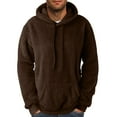 thumbnail image 1 of GigrtiJin Men's Plus Size Fleece Hoodies Solid Color Hooded Drawstring Long Sleeve Pocket Tops Fall Winer Thermal Sweatshirt, 1 of 5
