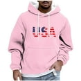 thumbnail image 1 of GigrtiJin Men's Plus Size Pullover Athletic Hoodies Flag Letter Printed Long Sleeve Hooded Drawstring Sweatshirt with Pocket, 1 of 5