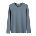 thumbnail image 1 of GigrtiJin Men's Plus Size Shirt Solid Color Crew Neck Long Sleeve Base Tops Oversized Loose Breathable Blouse, 1 of 5