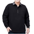 thumbnail image 1 of GigrtiJin Men's Plus Size Shirt Solid Color Long Sleeved Lapel Button Top Casual Business Cotton Basic Blouse, 1 of 9