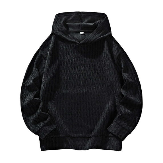 GigrtiJin Men's Plus size Hoodies Striped Quilted Hooded Long Sleeve Sweatshirt with Pocket Trendy Streetwear Casual Tops