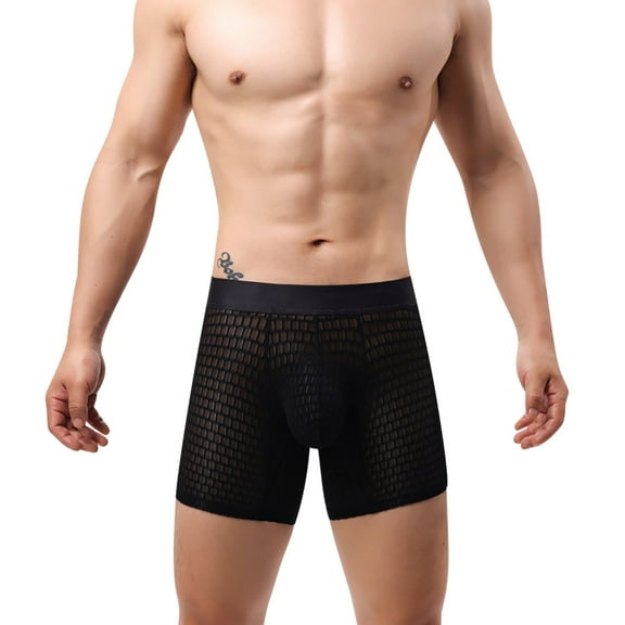 GigrtiJin Men's Quilted Pouch Boxer Briefs Solid Color Mid Rise Seamless Supportive Breathable Mesh Underpants