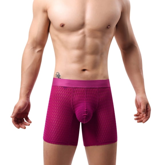GigrtiJin Men's Quilted Pouch Boxer Briefs Solid Color Mid Rise Seamless Supportive Breathable Mesh Underpants