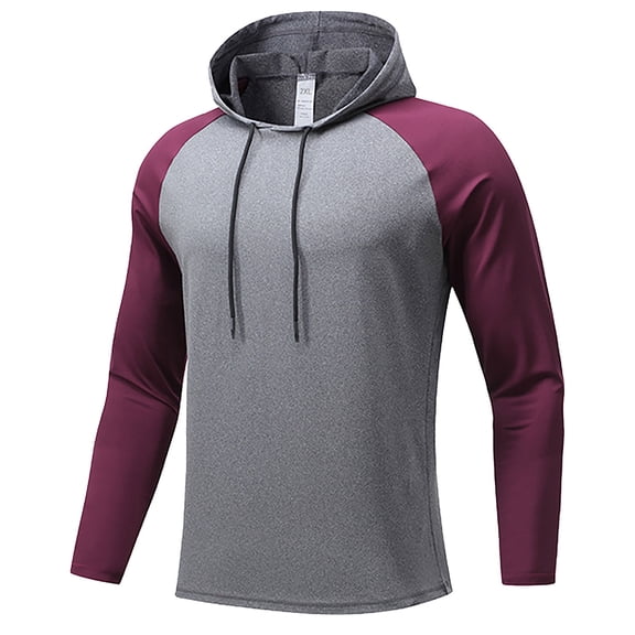 GigrtiJin Men's Sport Hooded Tops Color Block Drawstring Long Sleeve Tight Blouse Outdoor Gym Hoodies
