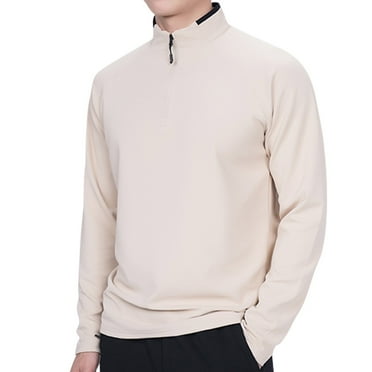 GigrtiJin Men's Stand Collar Casual Tops Coats Long Sleeved Sports Workout 1/4 Zipper Solid Color Loose Jackets
