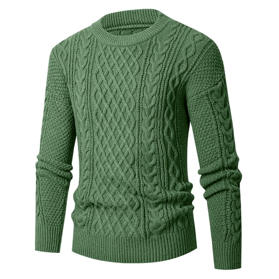 GigrtiJin Men's Sweater Long Sleeved Solid Color Warm Knitted Sweaters Round-Neck Fashion Pullover Sweater Tops