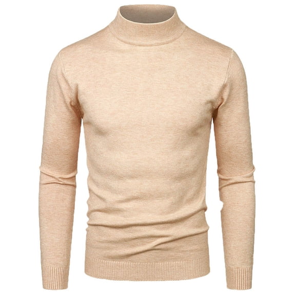 GigrtiJin Men's Sweater Top Casual Mock Neck Solid Color Knit Sweaters Long Sleeve Fashion Comfy Pullover Tops