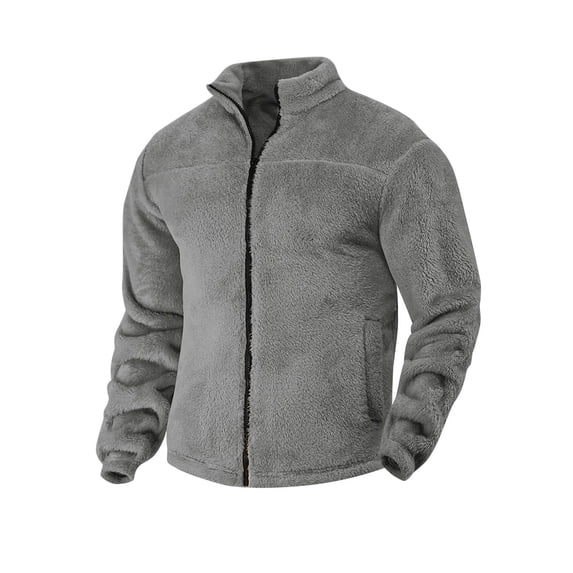 GigrtiJin Men's Thermal Pullover Jacket Solid Color Fleece Stand Collar Long Sleeve Zipper Outcoat Winter Warm Casual Tops
