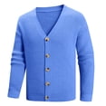 thumbnail image 1 of GigrtiJin Men's Thermal Sweater Outcoat Solid Color Ribbed V Neck Button Down Long Sleeve Jacket Fall Winter Warm Tops, 1 of 5