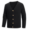 thumbnail image 1 of GigrtiJin Men's Thermal Sweater Outcoat Solid Color Ribbed V Neck Button Down Long Sleeve Jacket Fall Winter Warm Tops, 1 of 5