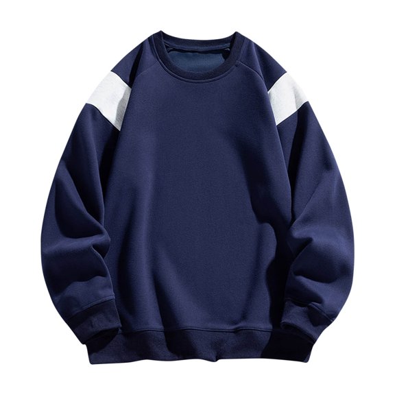 GigrtiJin Men's Trendy Casual Sweatshirt Color Block Crew Neck Long Sleeve Pullover Blouse Baggy Running Tops