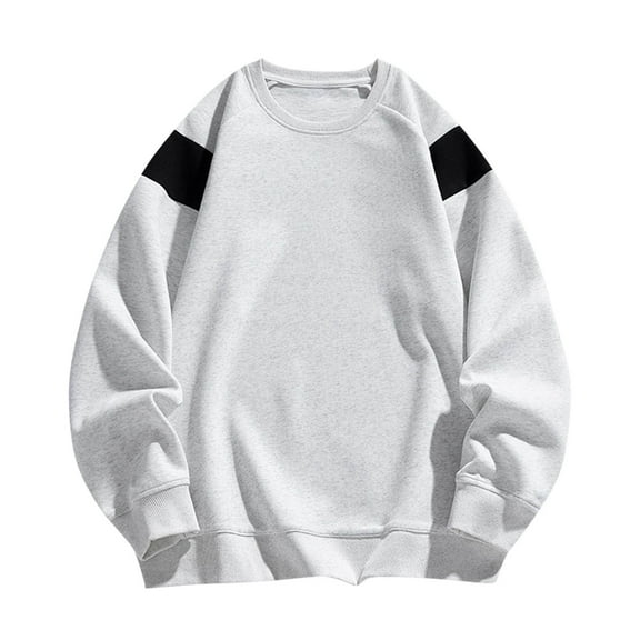GigrtiJin Men's Trendy Casual Sweatshirt Color Block Crew Neck Long Sleeve Pullover Blouse Baggy Running Tops