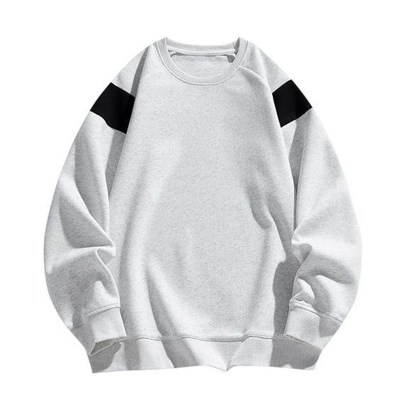 GigrtiJin Men's Trendy Casual Sweatshirt Color Block Crew Neck Long Sleeve Pullover Blouse Baggy Running Tops