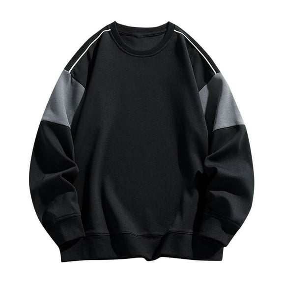 GigrtiJin Men's Trendy Casual Sweatshirt Color Block Crew Neck Long Sleeve Pullover Blouse Baggy Running Tops