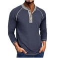thumbnail image 1 of GigrtiJin Men's Trendy Shirt Solid Color Long Sleeve Crew Neck Quarter Button Tops Loose Casual Pullover Blouse, 1 of 7