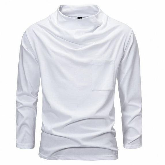 GigrtiJin Men's Turtleneck Shirt Slim Mock Neck Thermal Shirts Casual Long Sleeved Undershirt Solid Color Basic Tops