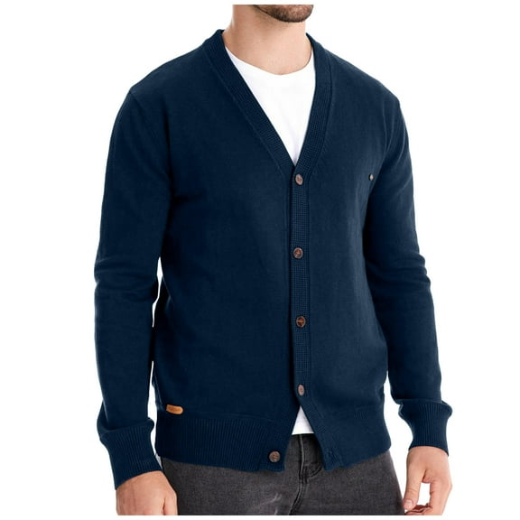 GigrtiJin Men's V Neck Button down Sweater Solid Color Long Sleeved Loose Sweaters Lightweight Casual Cardigan Tops