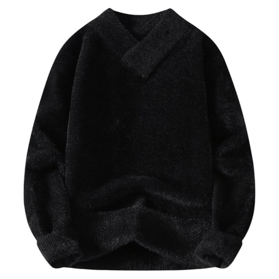 GigrtiJin Men's V-Neck Warm Wool Pullover Sweater Vintage Long Sleeve Knitted Sweaters Fall Fashion Streetwear