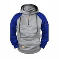 thumbnail image 1 of GigrtiJin Men's Warm Sweatshirt 1/4 Zipper Color Block Hoode Drawstring Big Pocket Hoodies Trendy Athletic Tops, 1 of 4