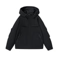 thumbnail image 1 of GigrtiJin Men's Windbreaker Coat Solid Color Hooded Drawstring Zipper Long Sleeve Pocket Rain Jacket Loose Athletic Outwear, 1 of 6
