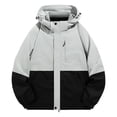 thumbnail image 1 of GigrtiJin Mens 2 in 1 Raincoat Color Block Hooded Zipper Long Sleeve Pocket Jacket Waterproof Windbreakers Set 2 Piece, 1 of 7
