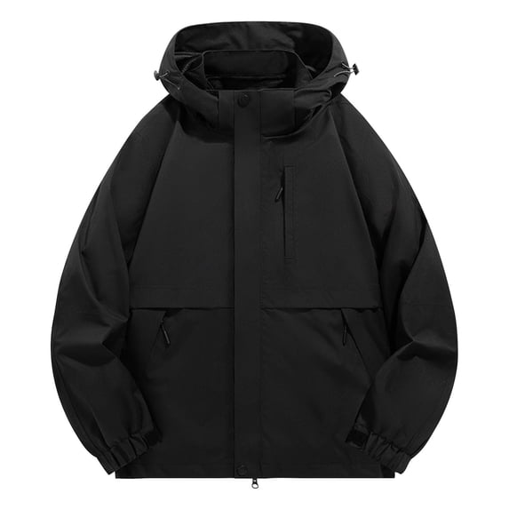 GigrtiJin Mens 2 in 1 Raincoat Color Block Hooded Zipper Long Sleeve Pocket Jacket Waterproof Windbreakers Set 2 Piece